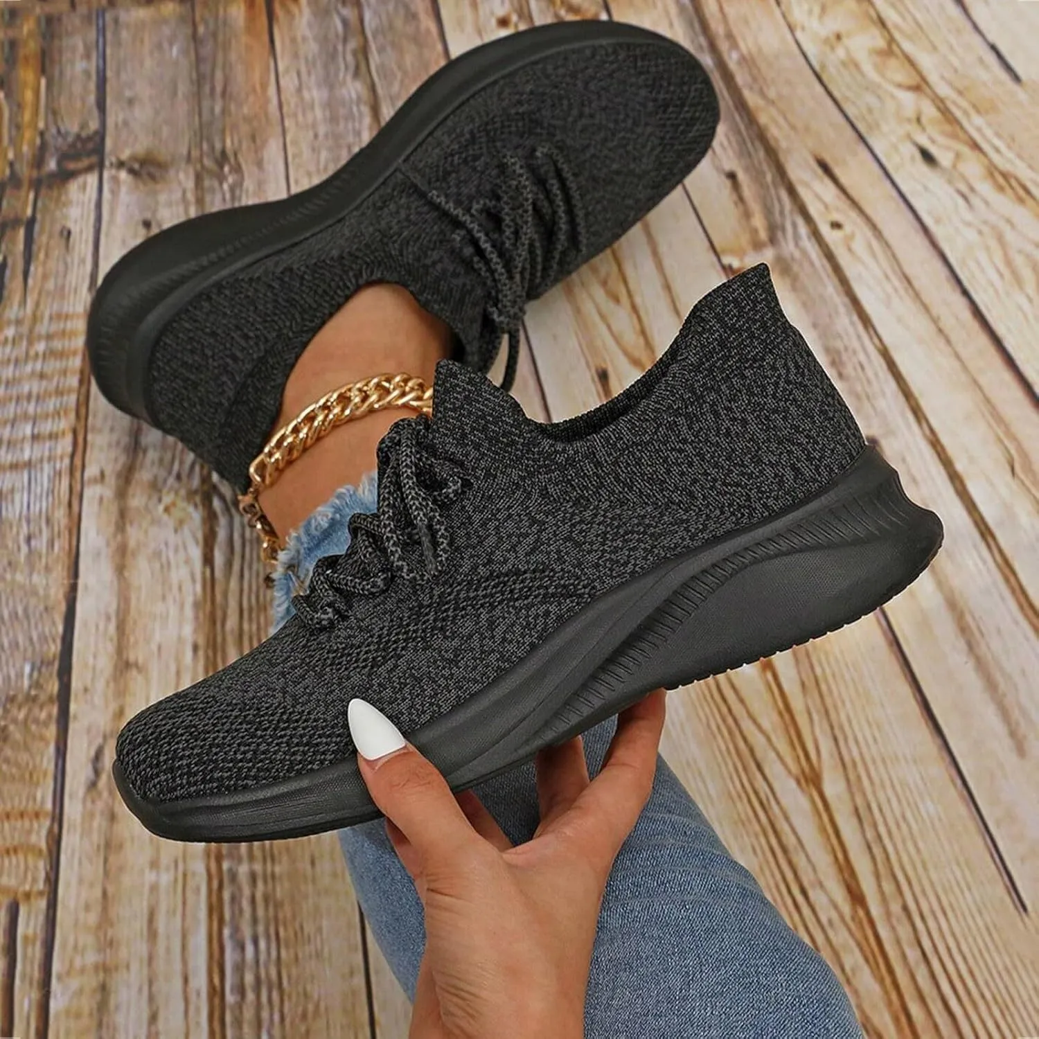 Hbeylia Women's Fashion Sneakers Orthopedic Athletic Road Running Mesh Breathable Casual Driving Play Sneakers Lace Up Comfort Sports Student Fashion Tennis Shoes