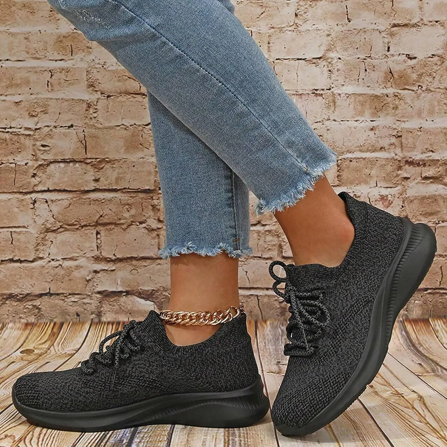 Hbeylia Women's Fashion Sneakers Orthopedic Athletic Road Running Mesh Breathable Casual Driving Play Sneakers Lace Up Comfort Sports Student Fashion Tennis Shoes
