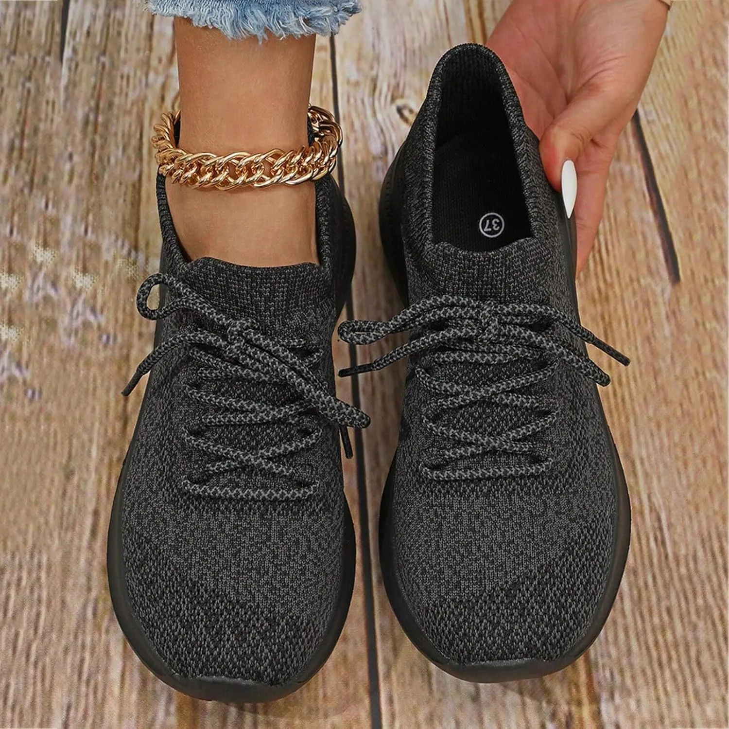 Hbeylia Women's Fashion Sneakers Orthopedic Athletic Road Running Mesh Breathable Casual Driving Play Sneakers Lace Up Comfort Sports Student Fashion Tennis Shoes