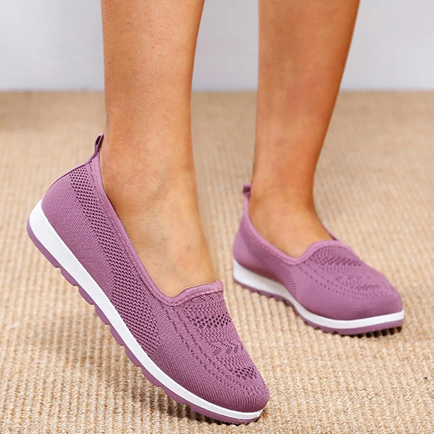 Hbeylia Women's Platform Slip On Loafers Wedge Ballet Flats For Women Ladies Casual Closed Round Toe Comfortable Lightweight Non Slip Canvas Sneakers For Work Nurse Outdoor