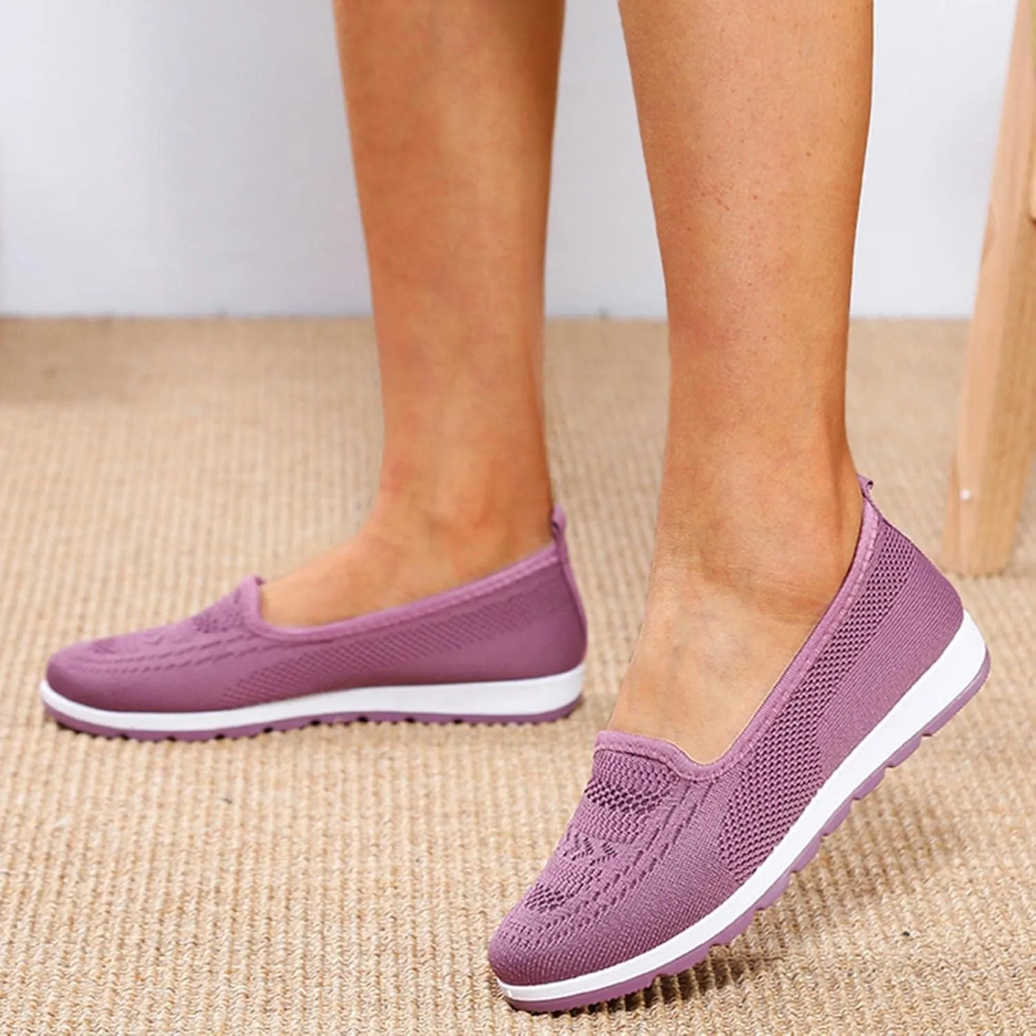 Hbeylia Women's Platform Slip On Loafers Wedge Ballet Flats For Women Ladies Casual Closed Round Toe Comfortable Lightweight Non Slip Canvas Sneakers For Work Nurse Outdoor