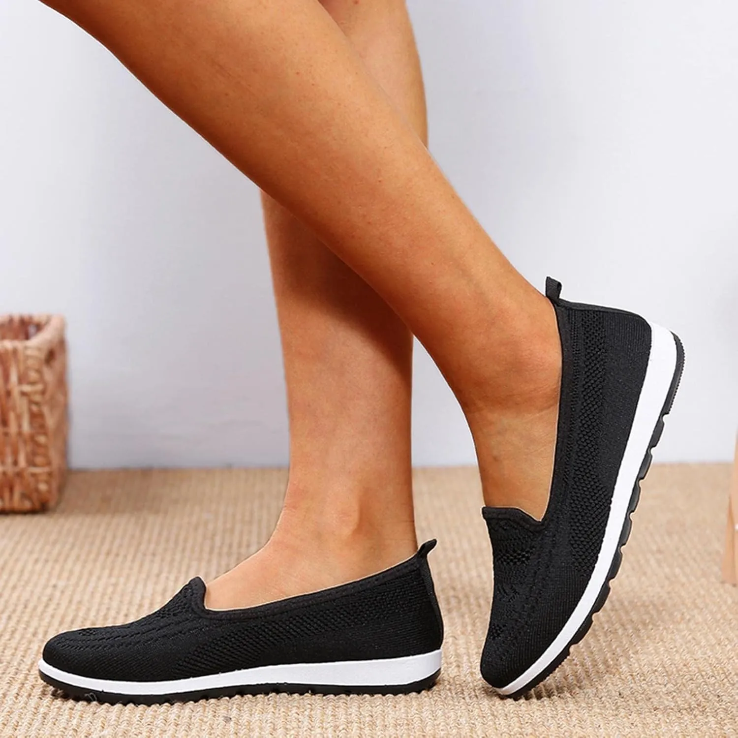 Hbeylia Women's Platform Slip On Loafers Wedge Ballet Flats For Women Ladies Casual Closed Round Toe Comfortable Lightweight Non Slip Canvas Sneakers For Work Nurse Outdoor