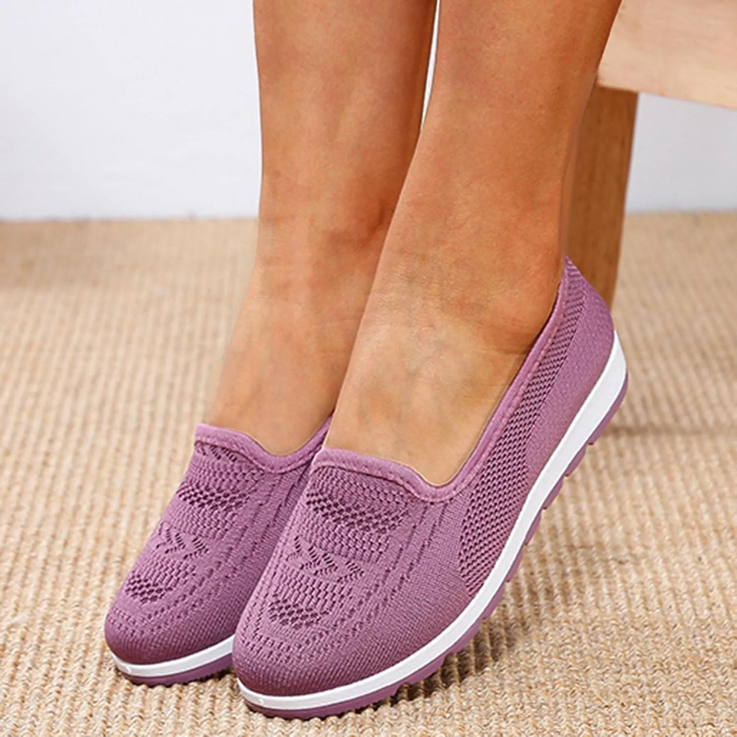 Hbeylia Women's Platform Slip On Loafers Wedge Ballet Flats For Women Ladies Casual Closed Round Toe Comfortable Lightweight Non Slip Canvas Sneakers For Work Nurse Outdoor