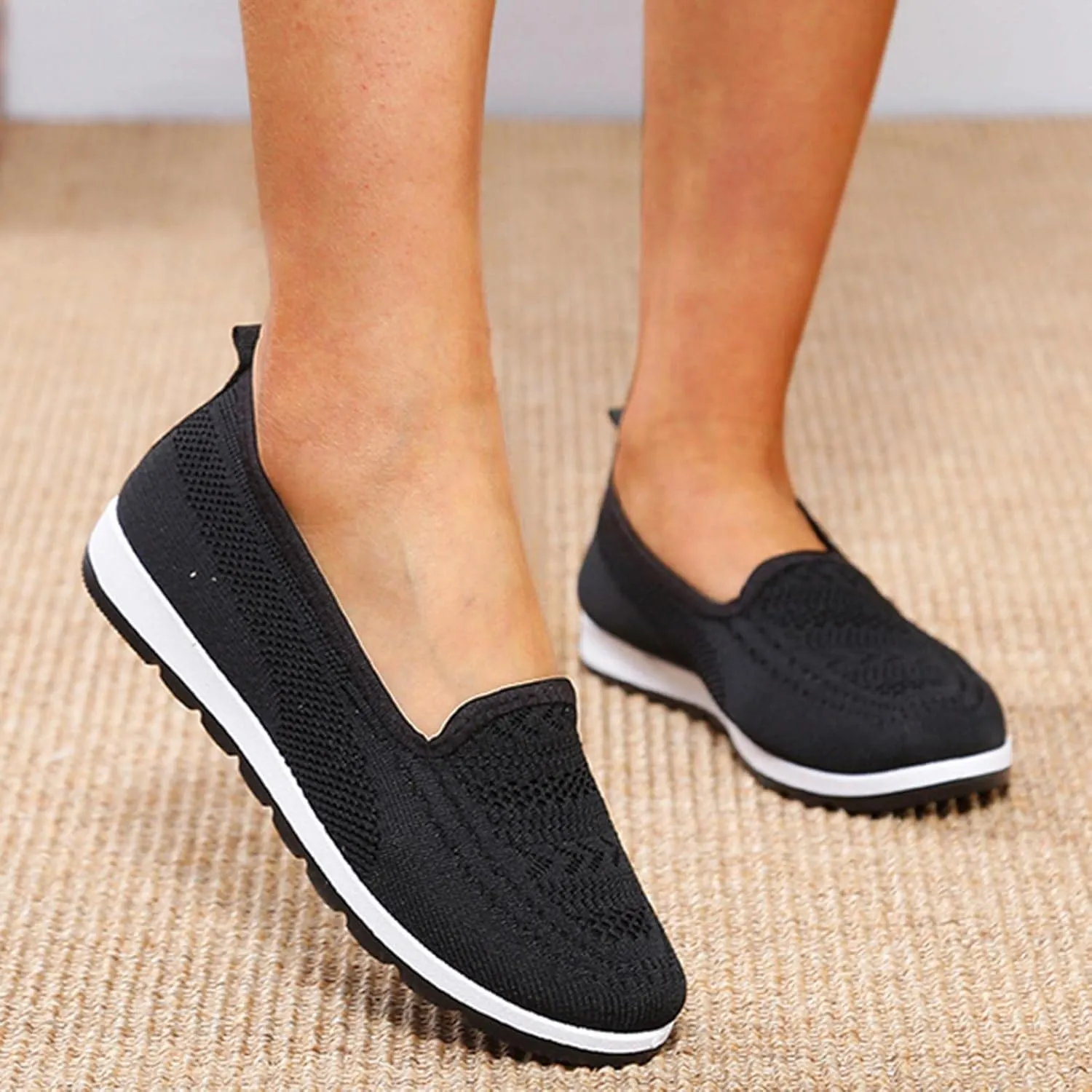 Hbeylia Women's Platform Slip On Loafers Wedge Ballet Flats For Women Ladies Casual Closed Round Toe Comfortable Lightweight Non Slip Canvas Sneakers For Work Nurse Outdoor