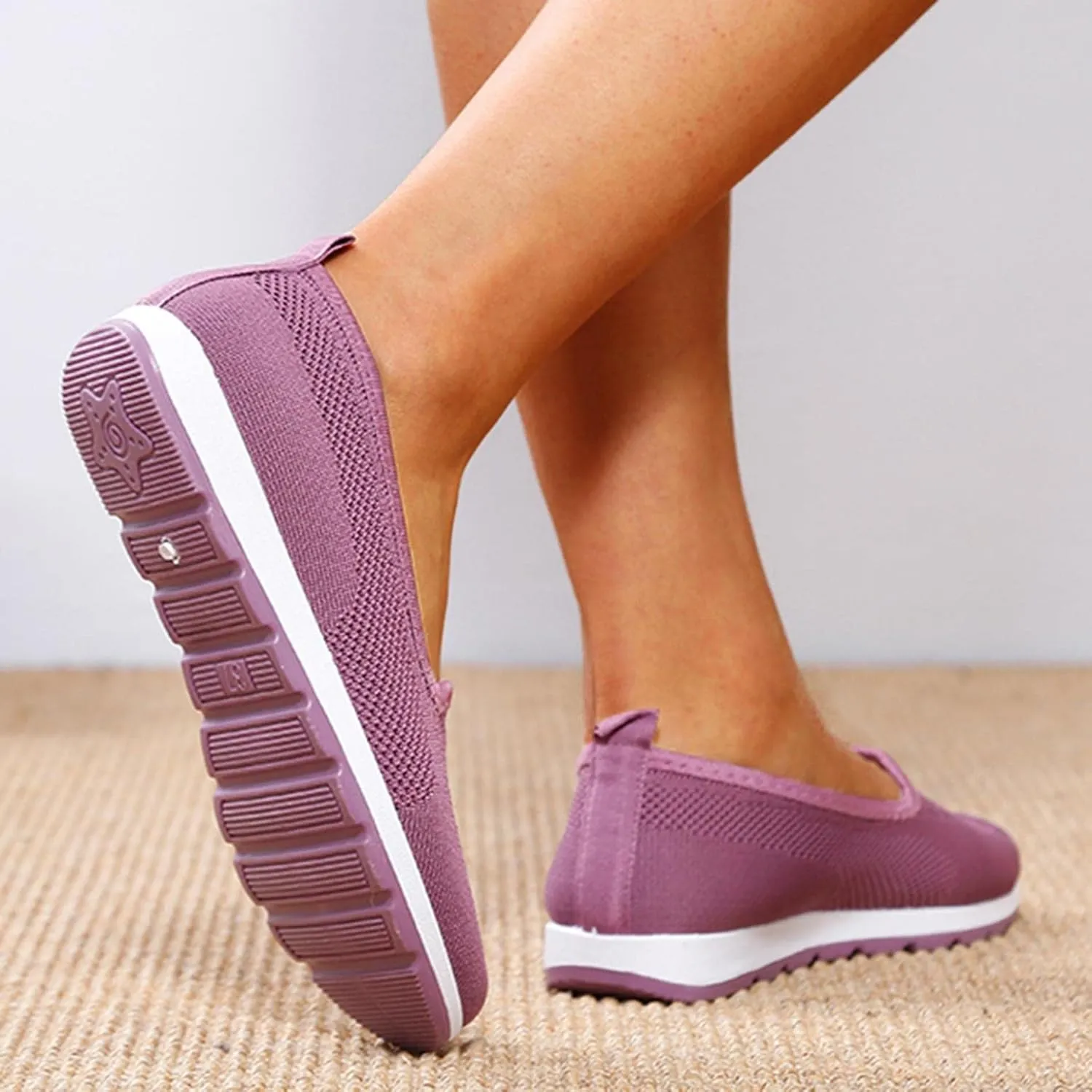 Hbeylia Women's Platform Slip On Loafers Wedge Ballet Flats For Women Ladies Casual Closed Round Toe Comfortable Lightweight Non Slip Canvas Sneakers For Work Nurse Outdoor