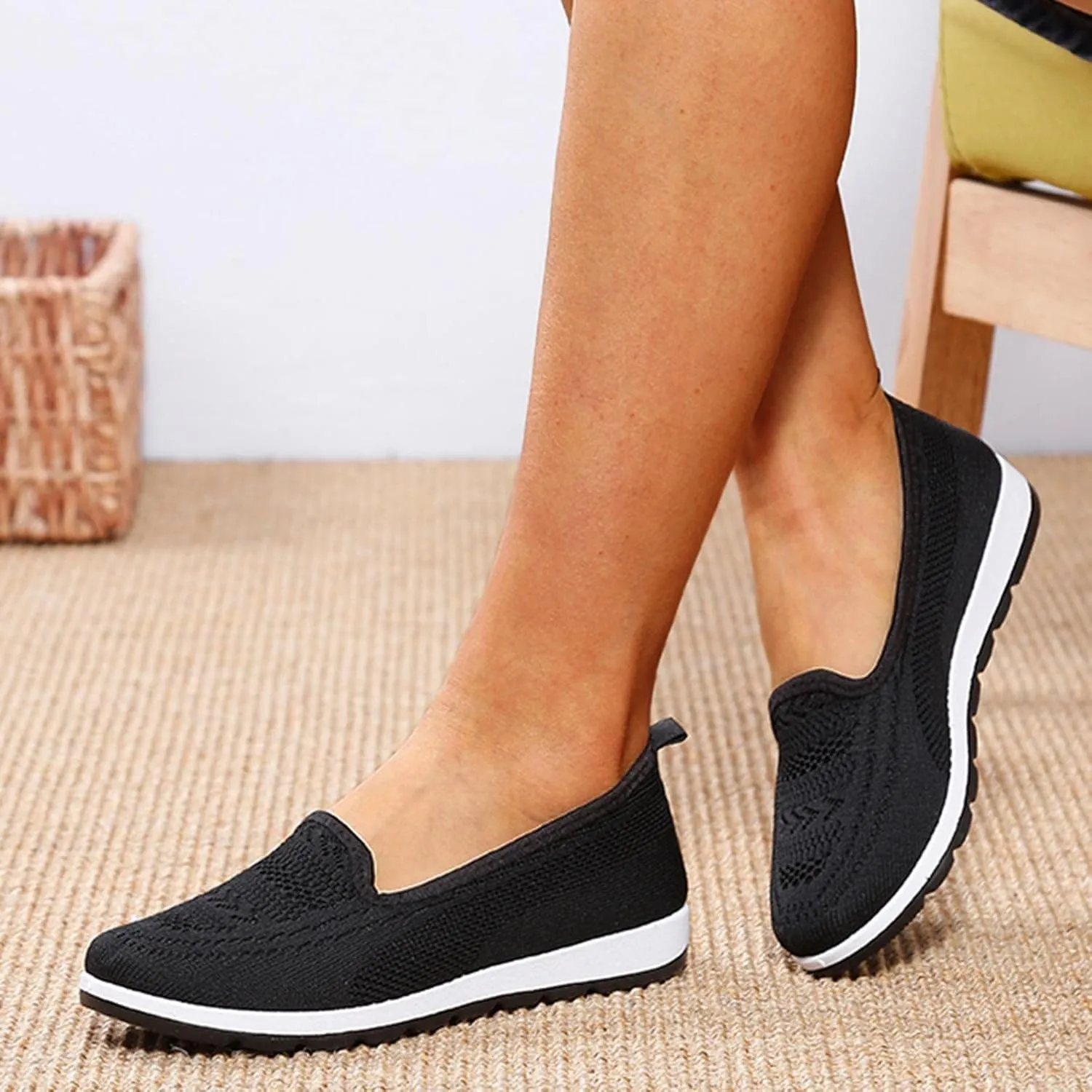 Hbeylia Women's Platform Slip On Loafers Wedge Ballet Flats For Women Ladies Casual Closed Round Toe Comfortable Lightweight Non Slip Canvas Sneakers For Work Nurse Outdoor