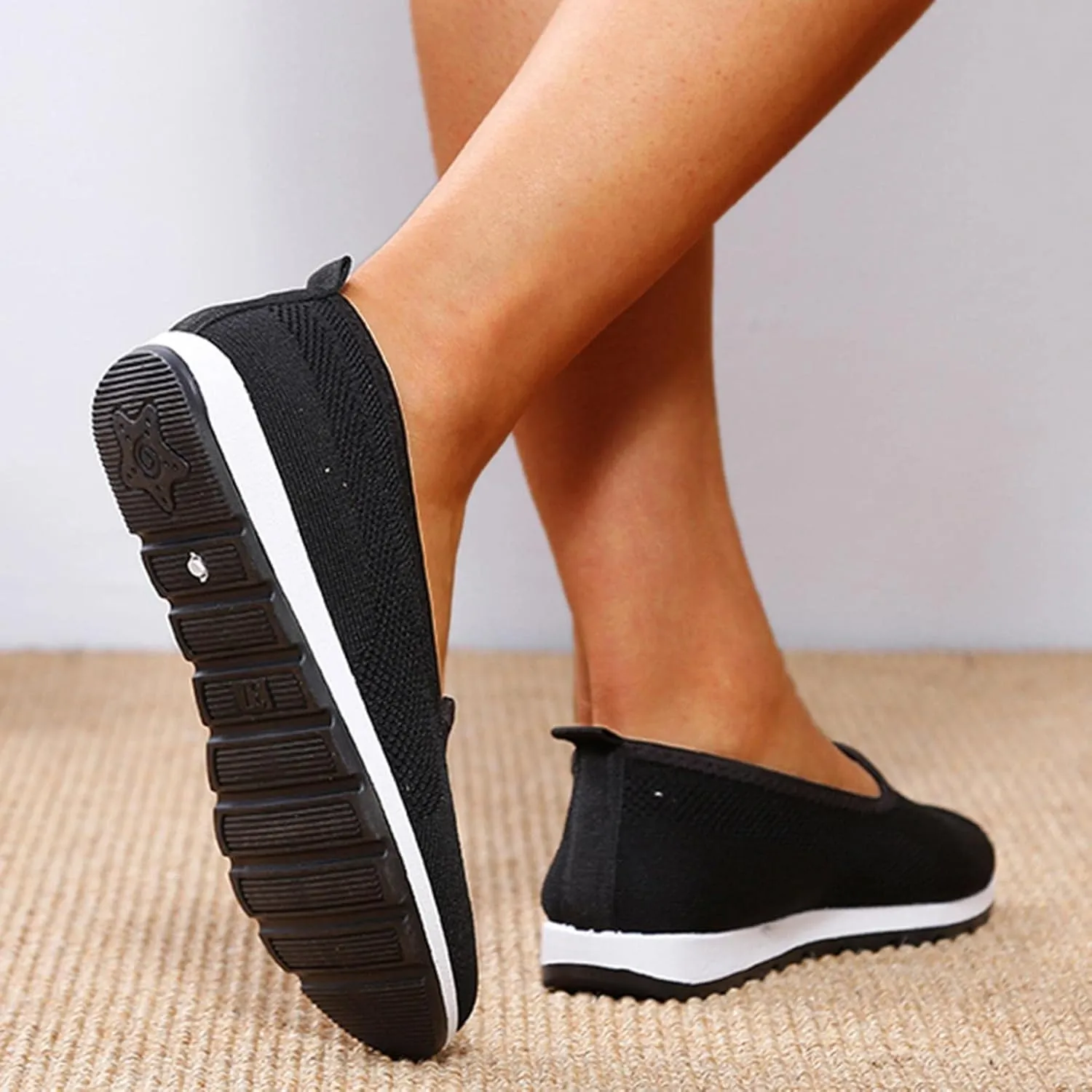 Hbeylia Women's Platform Slip On Loafers Wedge Ballet Flats For Women Ladies Casual Closed Round Toe Comfortable Lightweight Non Slip Canvas Sneakers For Work Nurse Outdoor