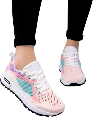 Hbeylia Womens Tie-dye Air Running Shoes Platform Wedge Lightweight Women Lace Up Anti Skid Sneakers Fashion Casual Mesh Air Cushion Walking Tennis Athletic Shoes for Women Girls