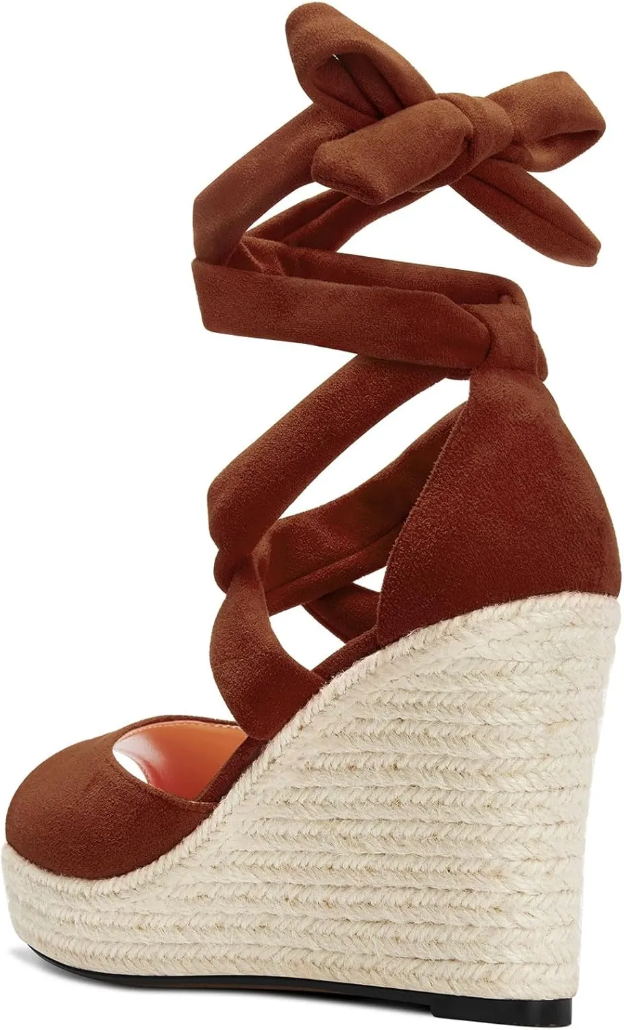 HDEUOLM Womens High Wedge Platform Heel Peep Open Toe Sandals Lace-up Prom Cute 3.9 Inches Heels