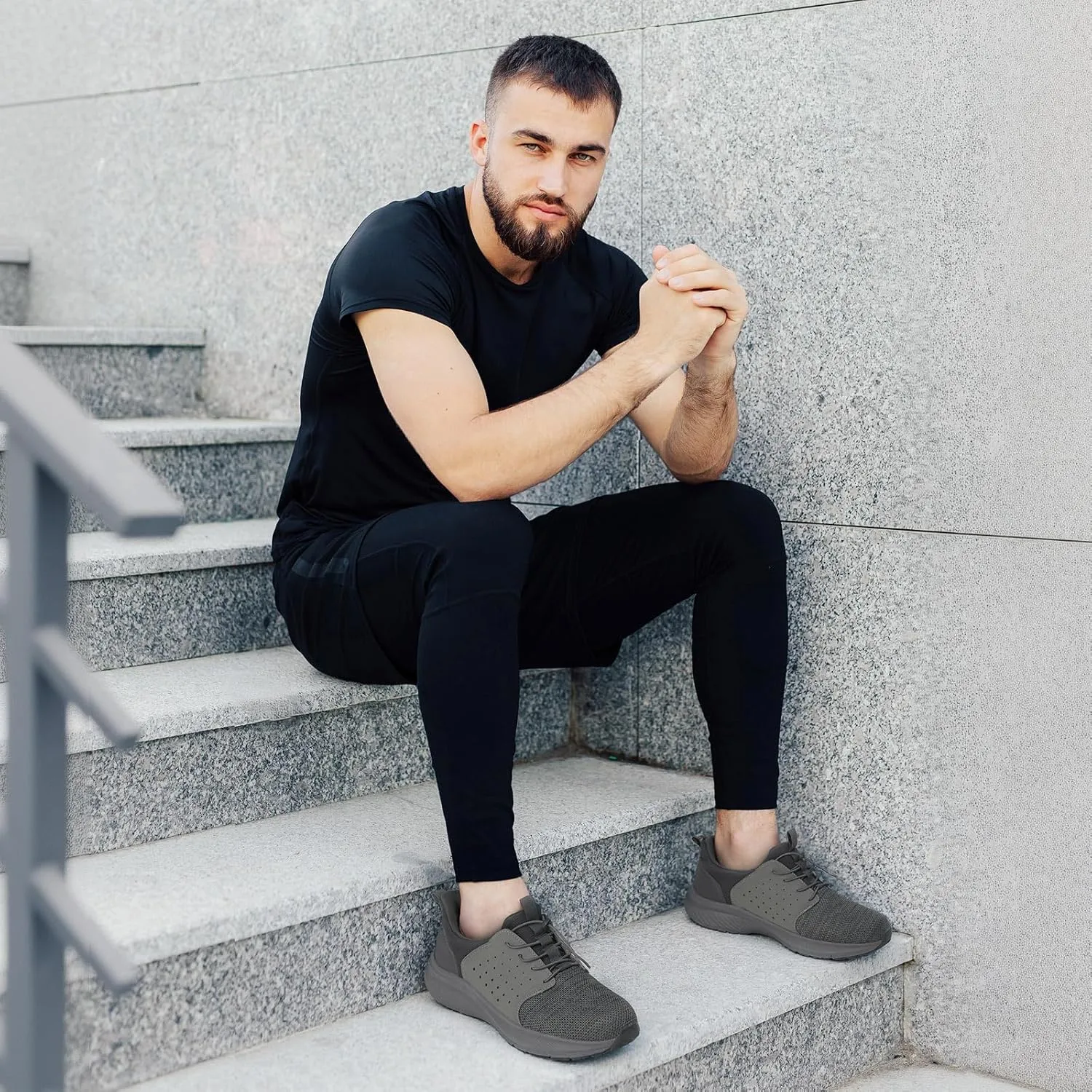 HEEZ Mens Slip On Fashion Sneakers Walking Shoes for Men Comfortable Breathable Casual Running Shoes
