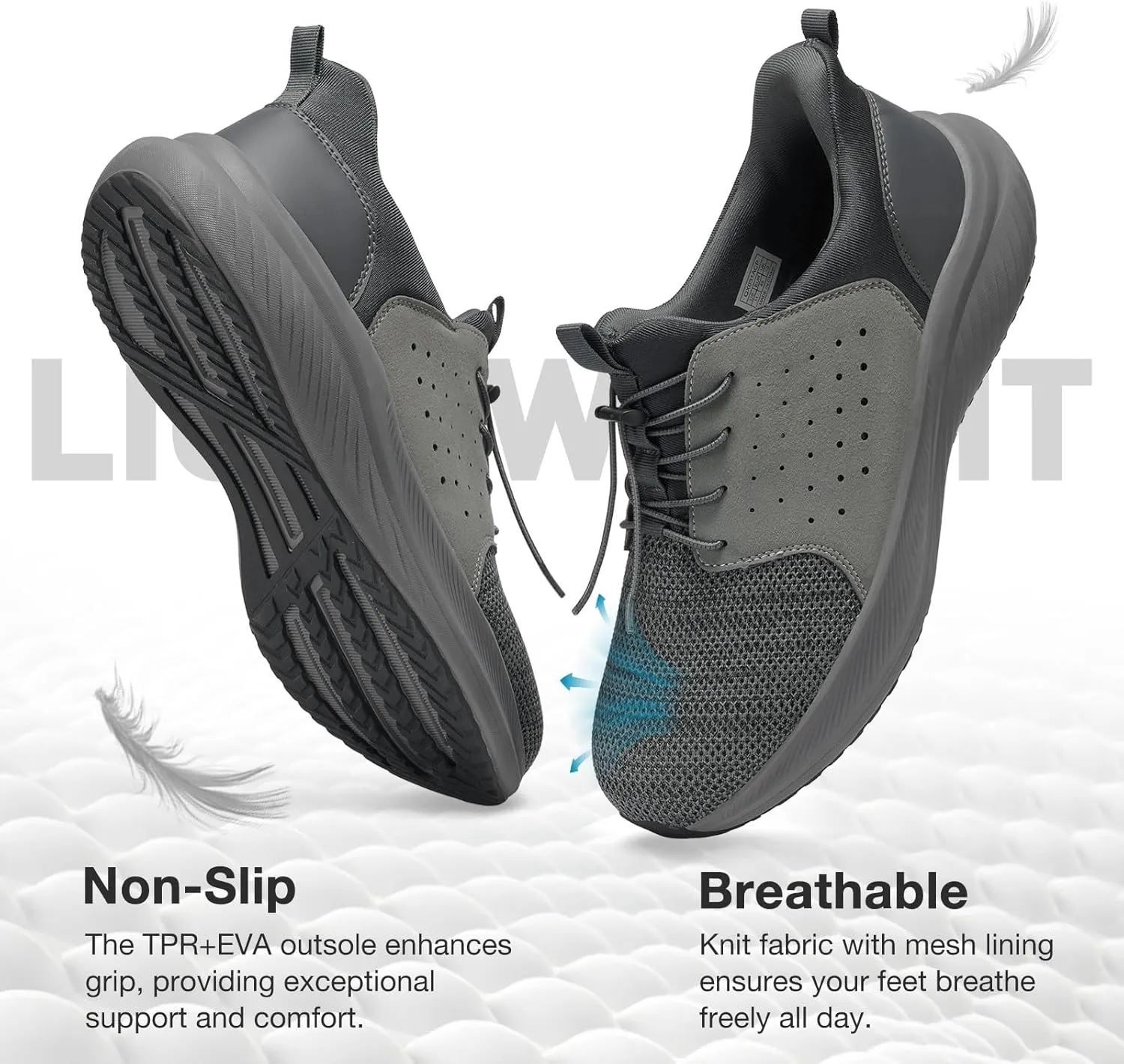 HEEZ Mens Slip On Fashion Sneakers Walking Shoes for Men Comfortable Breathable Casual Running Shoes