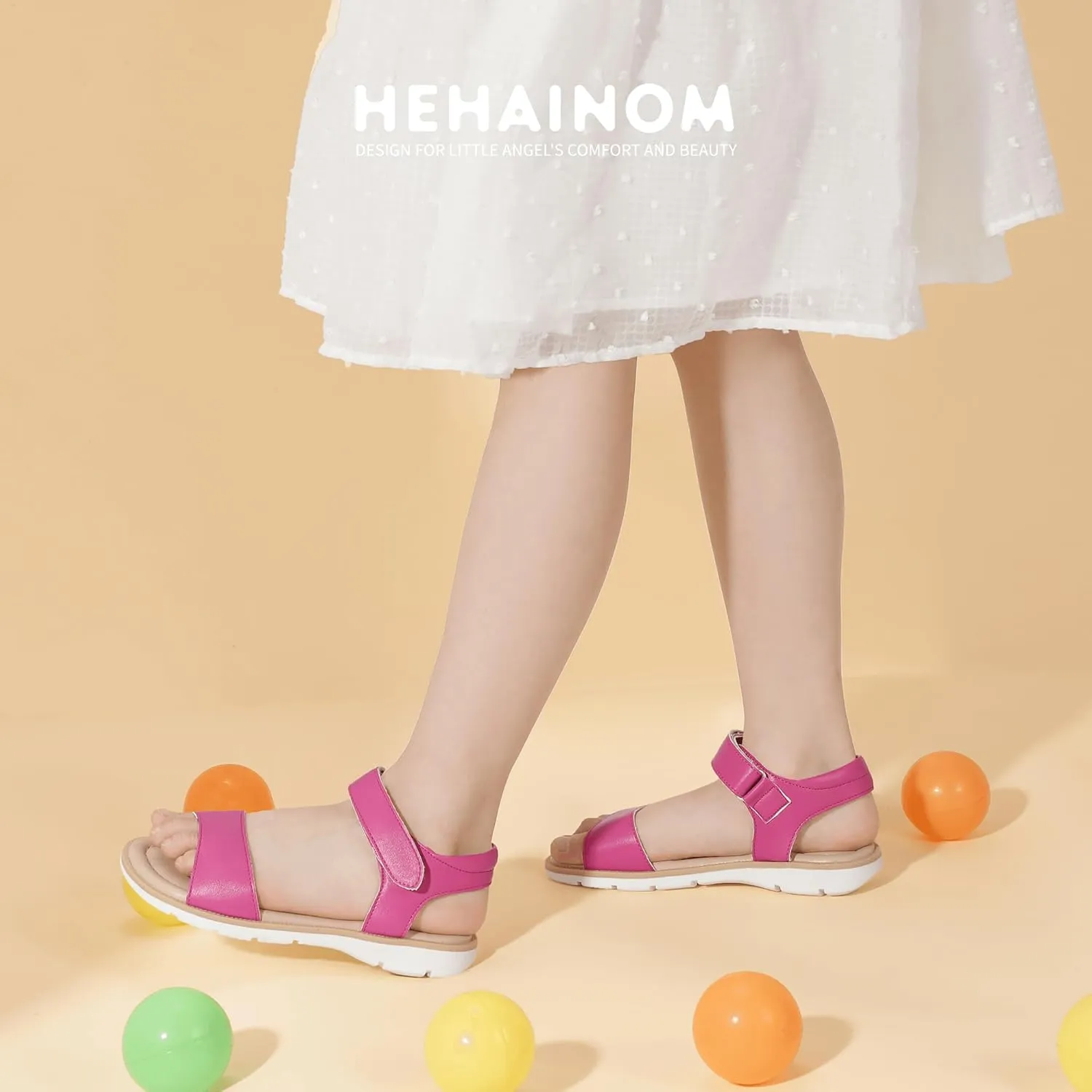 Hehainom Girls Sandals Comfortable Open Toe Flats Little Big Kids Summer Shoes