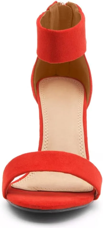 Herstyle RROSE Women's Chunky Low Heels Open Toe Ankle Strap Heeled Sandals with Back Zipper Dressy Pumps Shoes for Wedding Prom Party Office