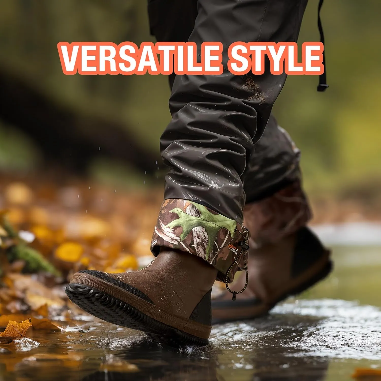 HISEA Classic Men’s Rainboot Neoprene Rubber Rain Boots for Men Waterproof with Adjustable Closure