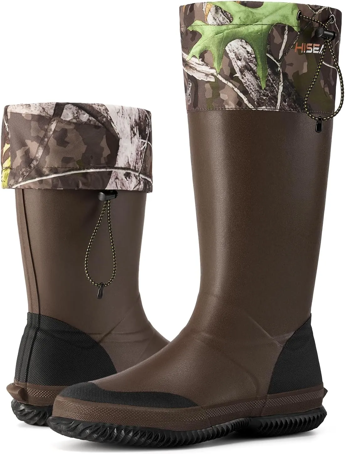 HISEA Classic Men’s Rainboot Neoprene Rubber Rain Boots for Men Waterproof with Adjustable Closure