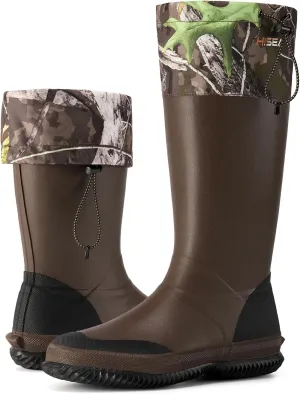 HISEA Classic Men’s Rainboot Neoprene Rubber Rain Boots for Men Waterproof with Adjustable Closure