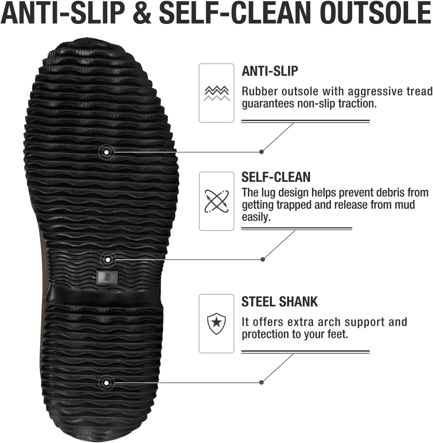 HISEA Classic Men’s Rainboot Neoprene Rubber Rain Boots for Men Waterproof with Adjustable Closure