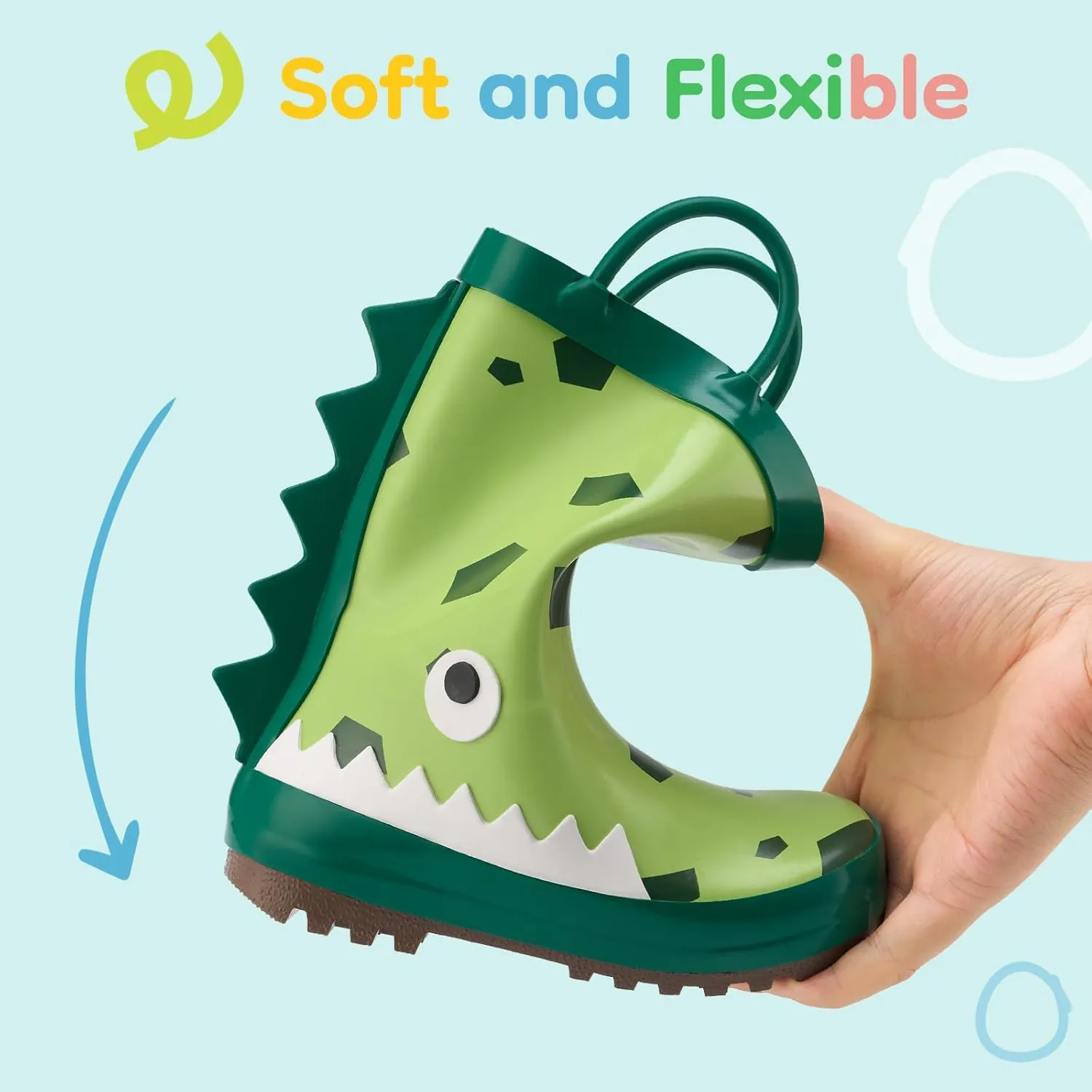 HISEA Rubber Rain Boots for Toddlers and Kids Boys Girls Lightwight Waterproof with Easy-on Handle