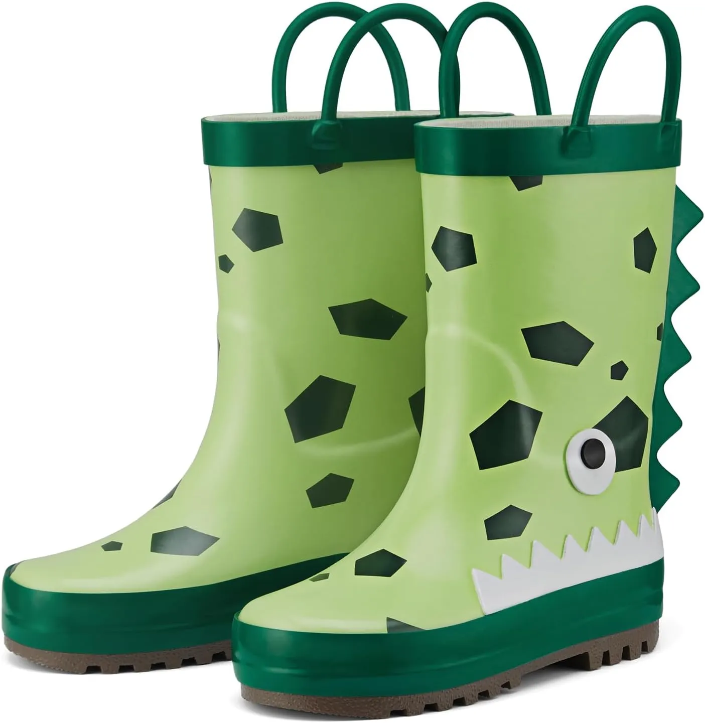 HISEA Rubber Rain Boots for Toddlers and Kids Boys Girls Lightwight Waterproof with Easy-on Handle