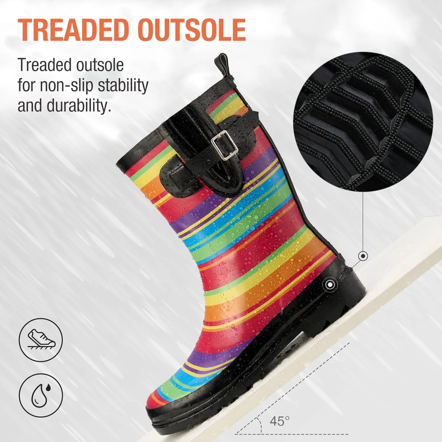 HISEA Rubber Rain Boots for Women Waterproof Garden Mud Boots