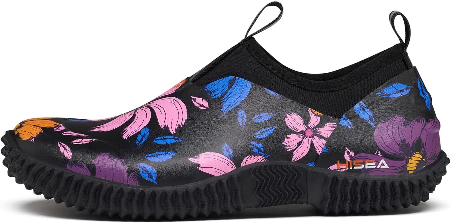 HISEA Waterproof Garden Shoes for Women Neoprene Slip-On Rubber Rain Footwear Short Ankle Booties