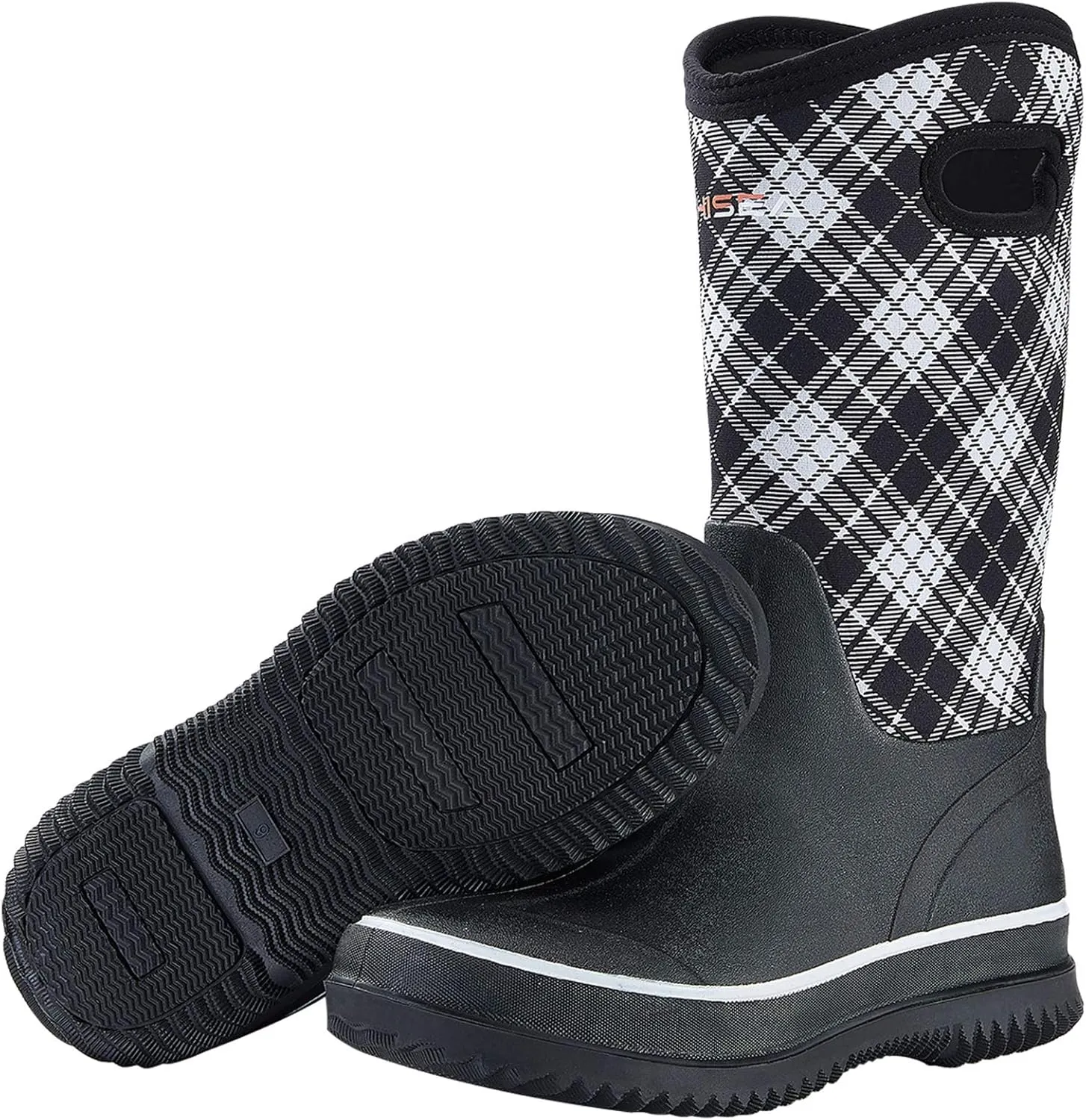 HISEA Women Mud Boots, Neoprene Rubber Garden Shoes Waterproof Mid Calf Rain Boots for Outdoor