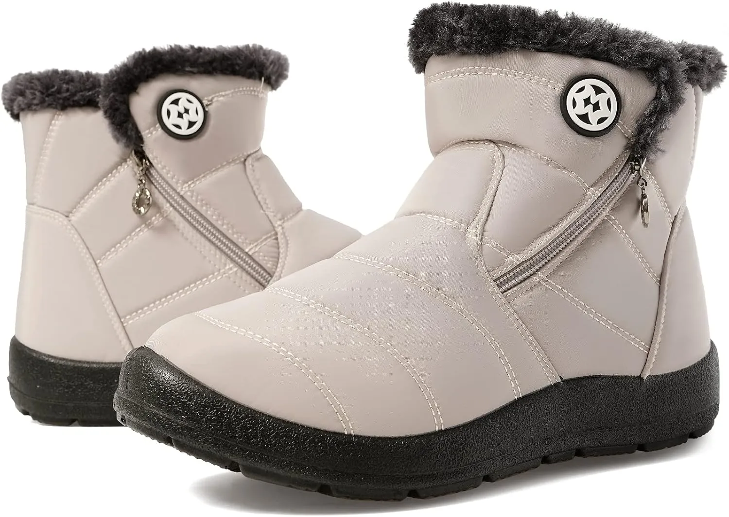 Hsyooes Womens Warm Fur Lined Winter Snow Boots Waterproof Ankle Boots Outdoor Booties Comfortable Shoes for Women