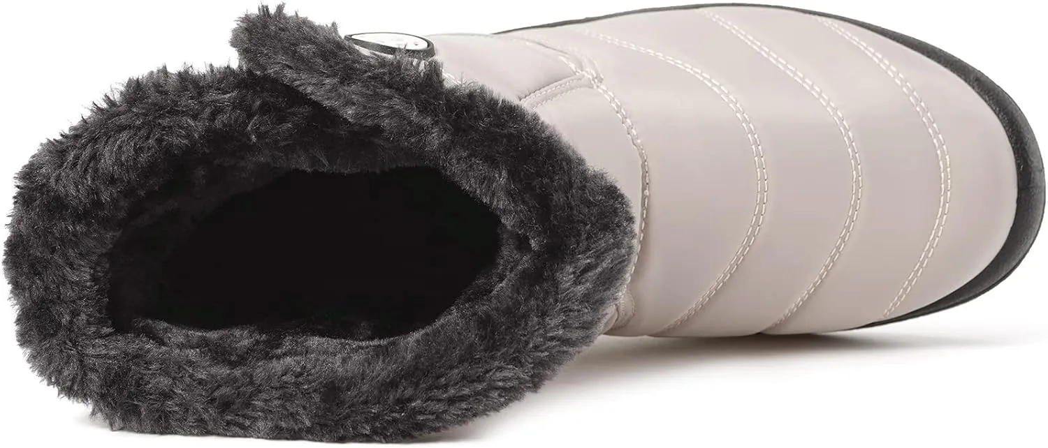 Hsyooes Womens Warm Fur Lined Winter Snow Boots Waterproof Ankle Boots Outdoor Booties Comfortable Shoes for Women