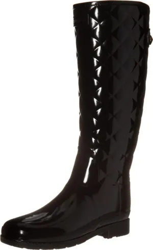 Hunter Women's Refined Tall Quilted Gloss Rain Boot, 6.5 us