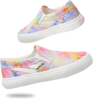 Hurley Kids Canvas Slip On Sneakers – Low Cut Skateboarding Shoes for Kids, Sports Shoes for Boys and Girls, Casual Sneakers