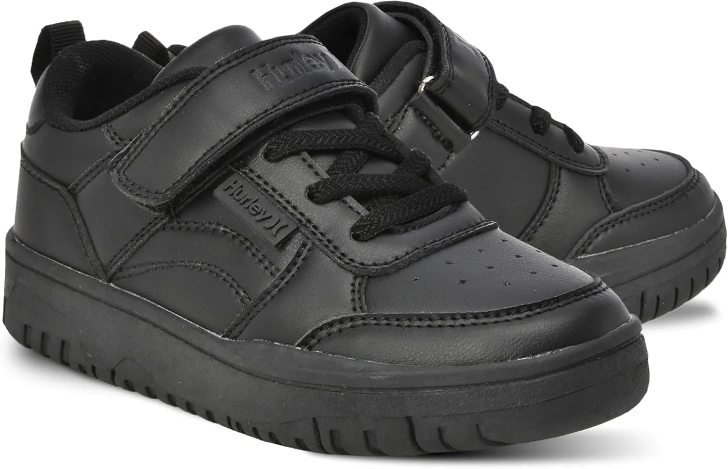 Hurley Kids Sneaker Rexx with Adjustable Strap, Perfect for Any Activity, All Comfort and Support - Boys and Girls, Black, 12