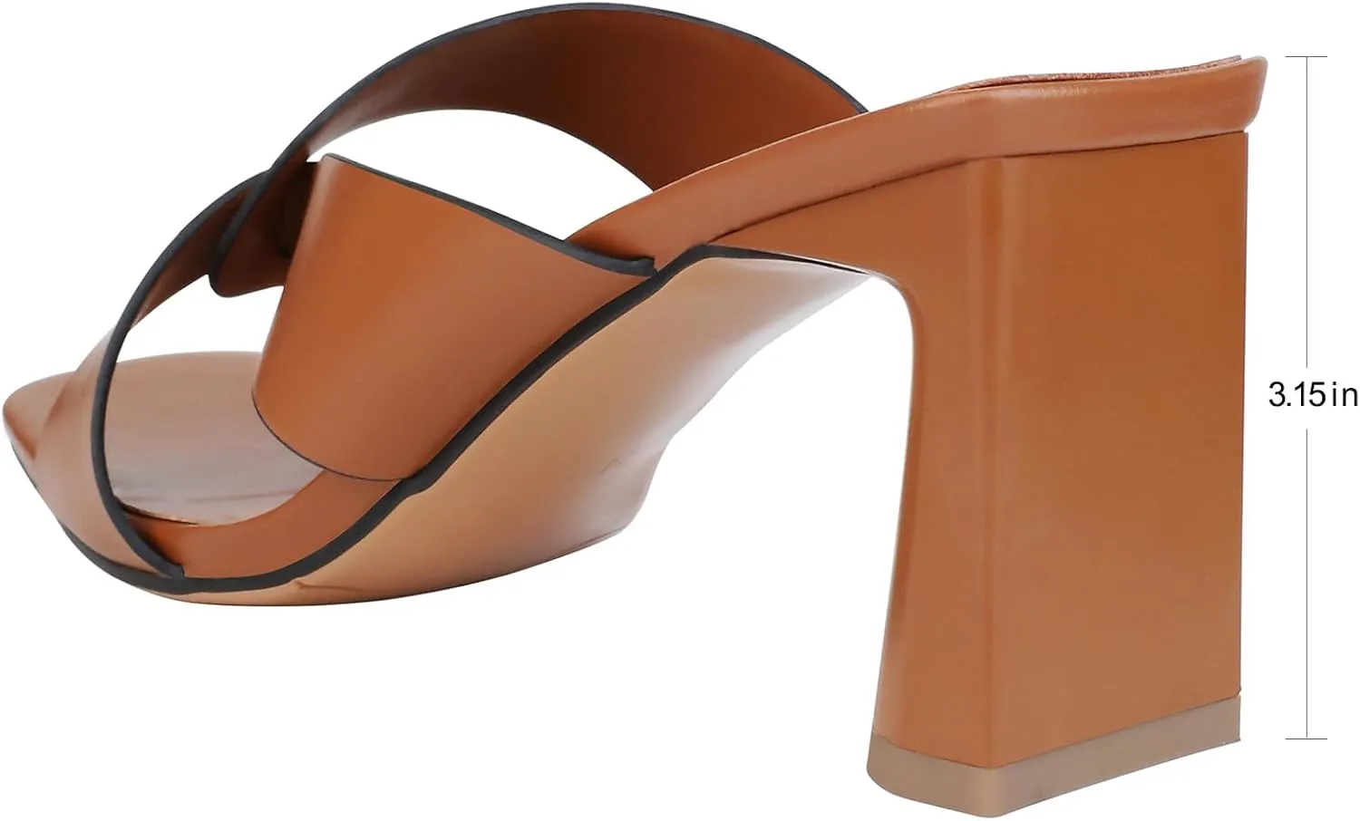 Husmeu Women's High Heeled Sandals for Women Dreesey Summer Mules Square Toe Slip on Heels Chunky Block Heels Sandals