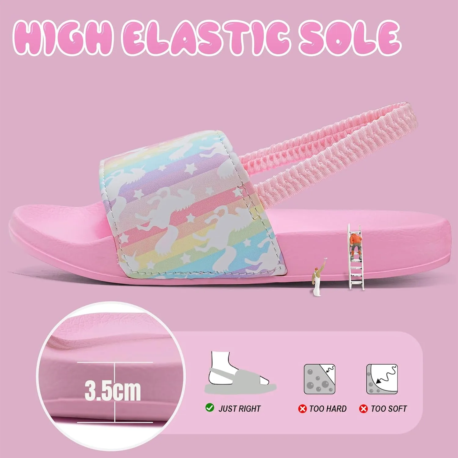 IceUnicorn Kids Girls Slide Sandals Toddler Slippers Boys Non-slip Summer Casual Beach Water Shoes for Indoor & Outdoor
