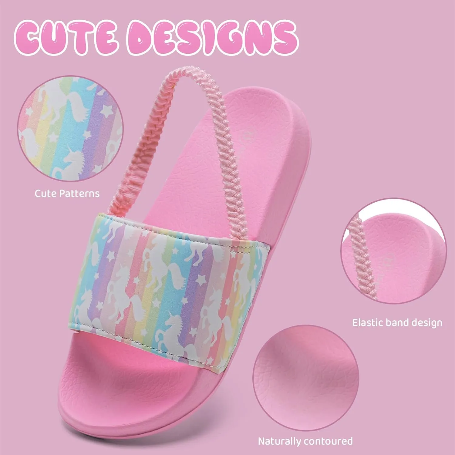 IceUnicorn Kids Girls Slide Sandals Toddler Slippers Boys Non-slip Summer Casual Beach Water Shoes for Indoor & Outdoor
