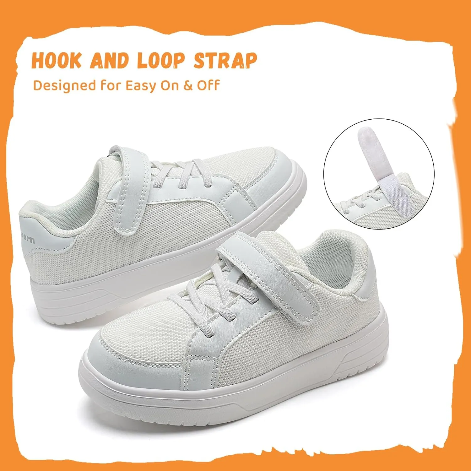 IceUnicorn Kids Girls Sneakers Lightweight Causal Walking Shoes Low Top Elastic Lace Sneaker with Hook and Loop(Toddler/Little Kid/Big Kid)