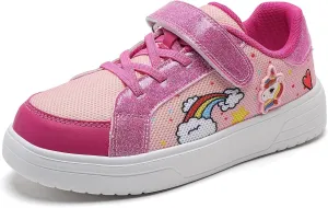 IceUnicorn Kids Girls Sneakers Lightweight Causal Walking Shoes Low Top Elastic Lace Sneaker with Hook and Loop(Toddler/Little Kid/Big Kid)