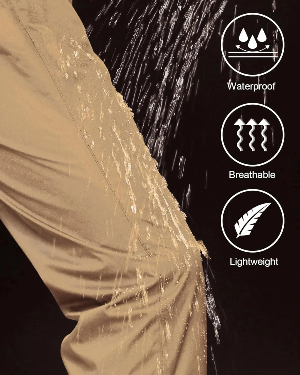 iCreek Men's Rain Pants Waterproof Over Pants Windproof Lightweight Hiking Pants Work Rain Outdoor for Golf, Fishing