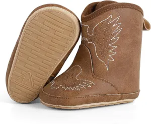 Infant Toddler Western Boots Cowgirl Cowboy Soft Rubber Sole Booties for Baby Girls Boys 3-18 Months