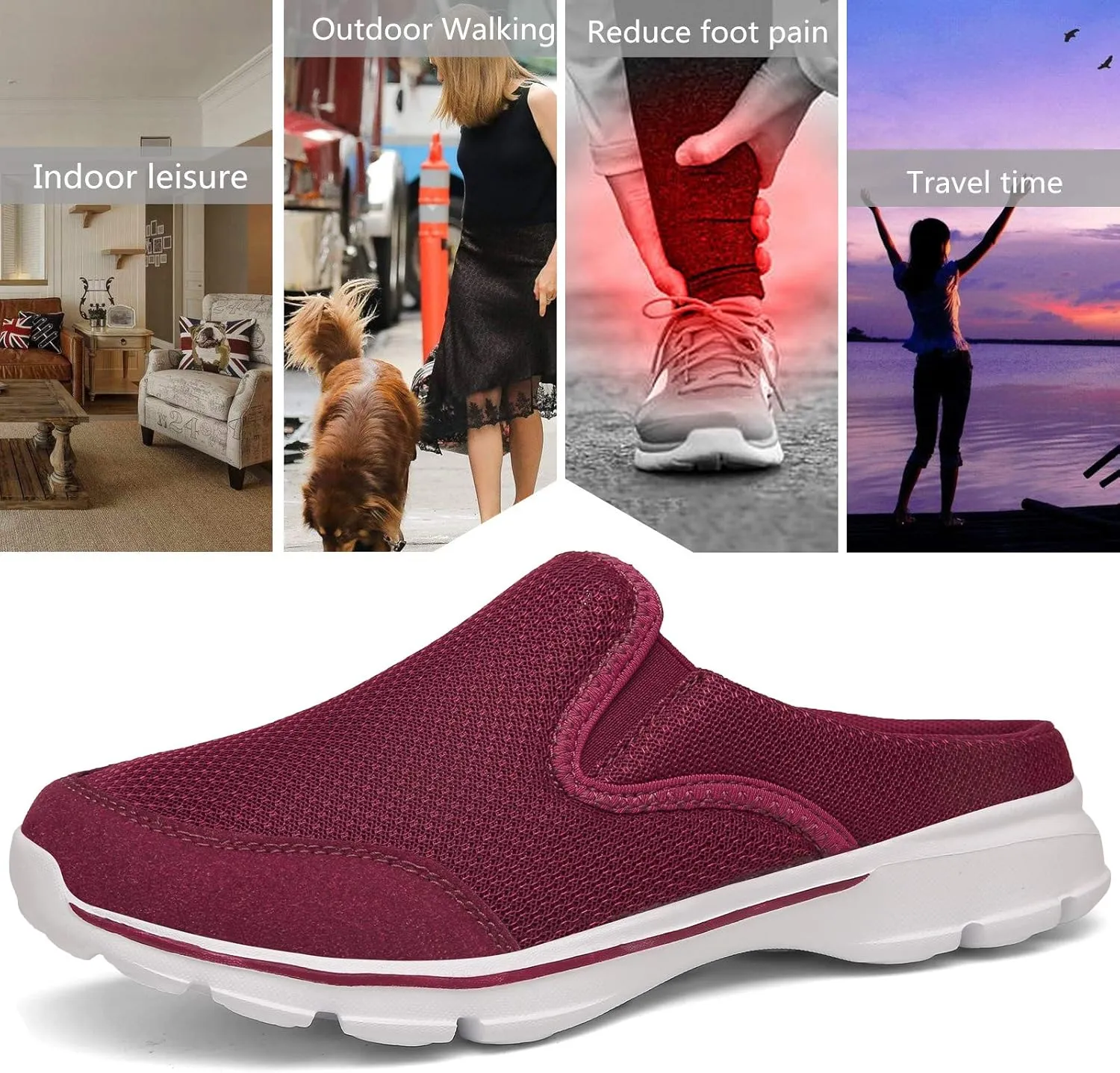 INMINPIN Unisex Slippers Casual Clog House Shoes Comfort Slip-On Walking Mules with Indoor Outdoor Anti-Skid Sole for Men and Women