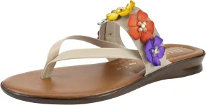 ITALIAN Shoemakers Claudie Women's low wedge Sandals with stretch comfort band, floral embellishment, and moderate wedge