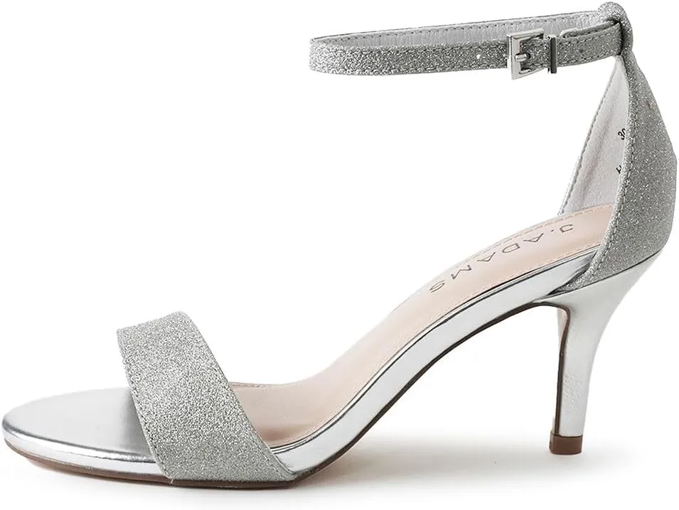 J. Adams Dove Ankle Strap Womens Stiletto For Women Sexy - Open Toe Strappy Heels, Wedding Shoes For Bride, Summer Heels and Bridal Shoes