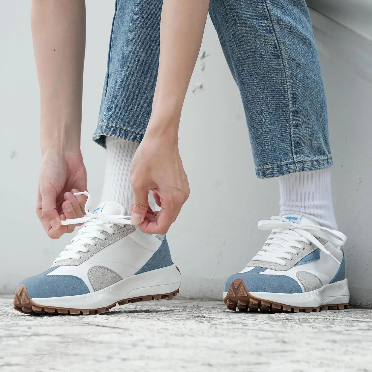 JABASIC Women Lace Up Fashion Sneakers Comfortable Vintage Walking Sports Shoes