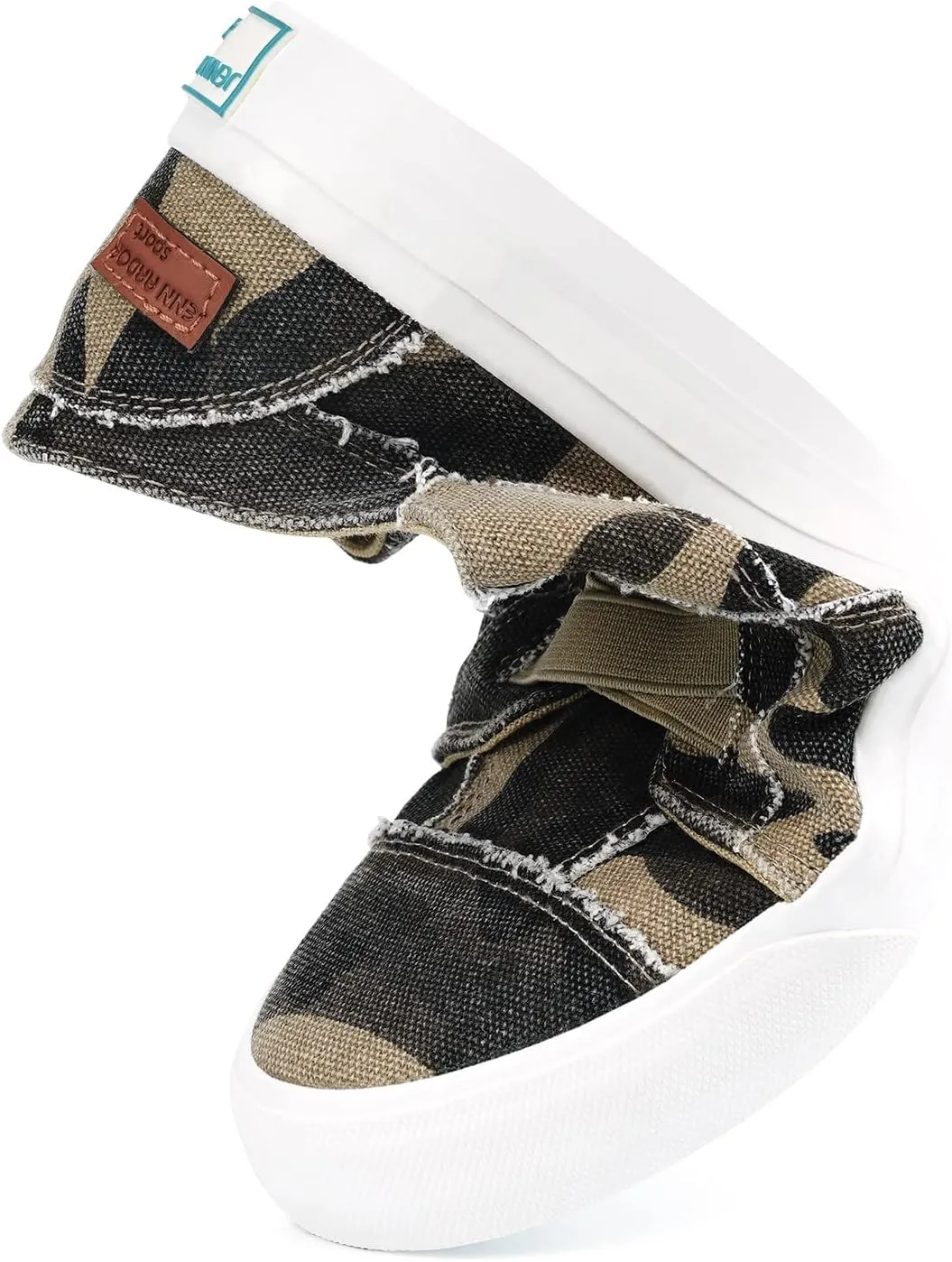 JENN ARDOR Women's Stylish Slip On Sneakers No Laces Elastic Low Top Canvas Sneakers Trendy Flats Comfortable Casual Walking Shoes