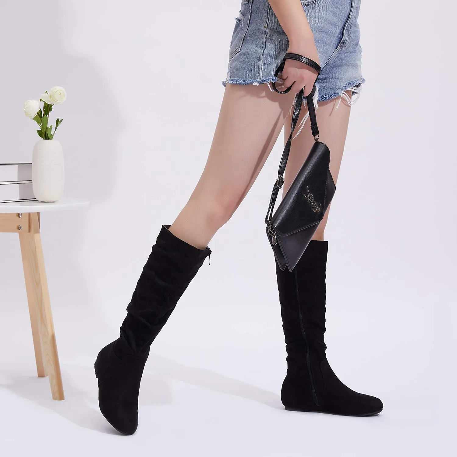 Jeossy Women's 941 Knee High Boots, Falt Slouch Boots, Tall Fall Boots Pull on