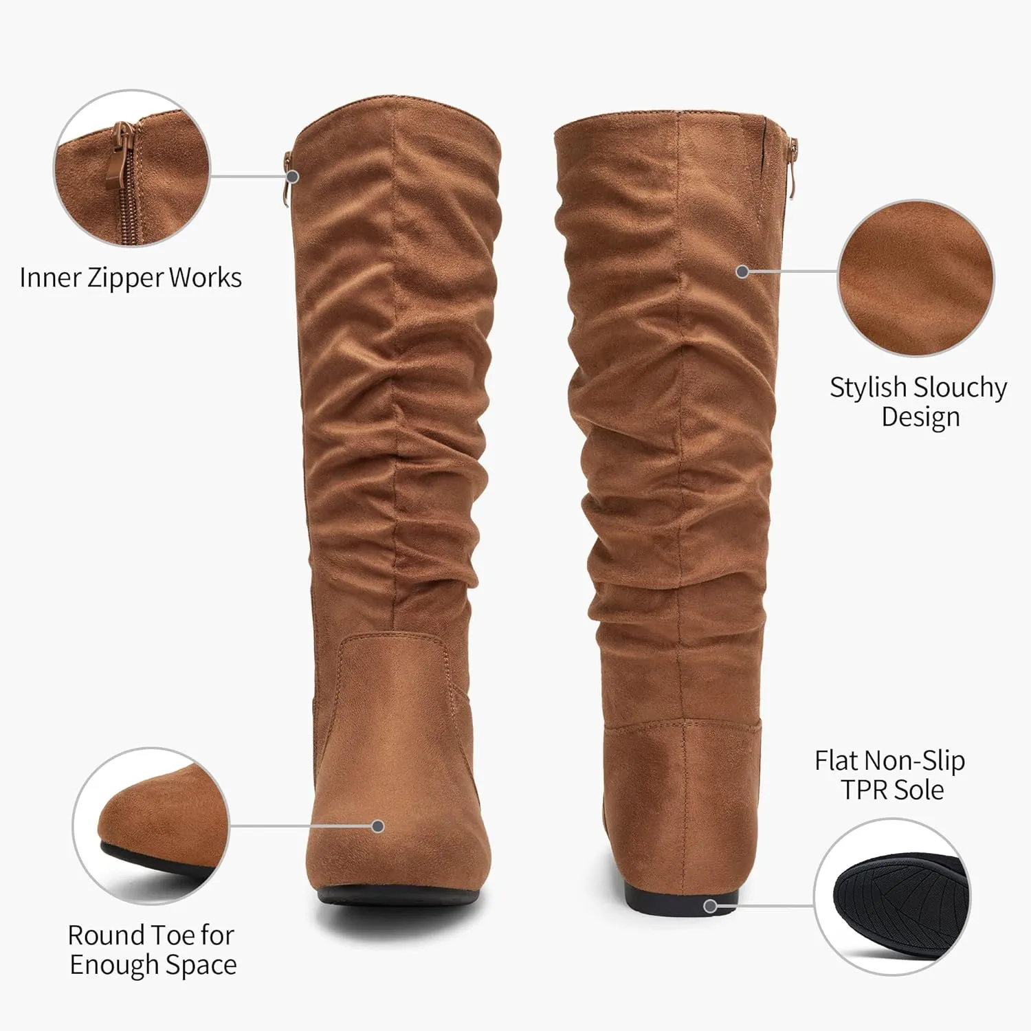 Jeossy Women's 941 Knee High Boots, Falt Slouch Boots, Tall Fall Boots Pull on