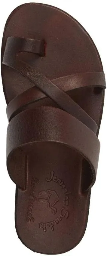 Jerusalem Sandals Womens The Good Shepehrd Molded Brown, Durable Handcrafted Real Leather Sandals, Women Sandal With Crisscross Strap and Toe Loop, Molded Footbed, Textured sole, Waterproof