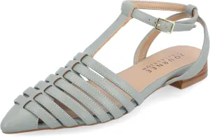 Journee Womens Alivia Ankle Strap Block Heel Pointed Toe Flats