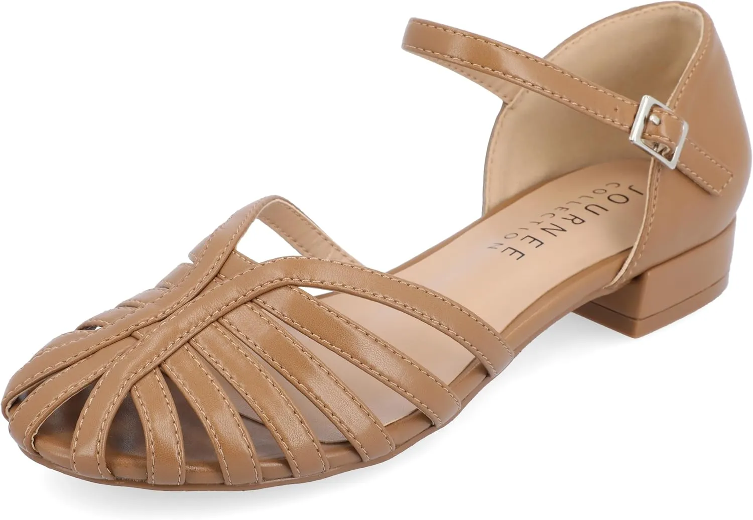 Journee Womens Joannah Mary Jane Block Heel Round Toe Flats