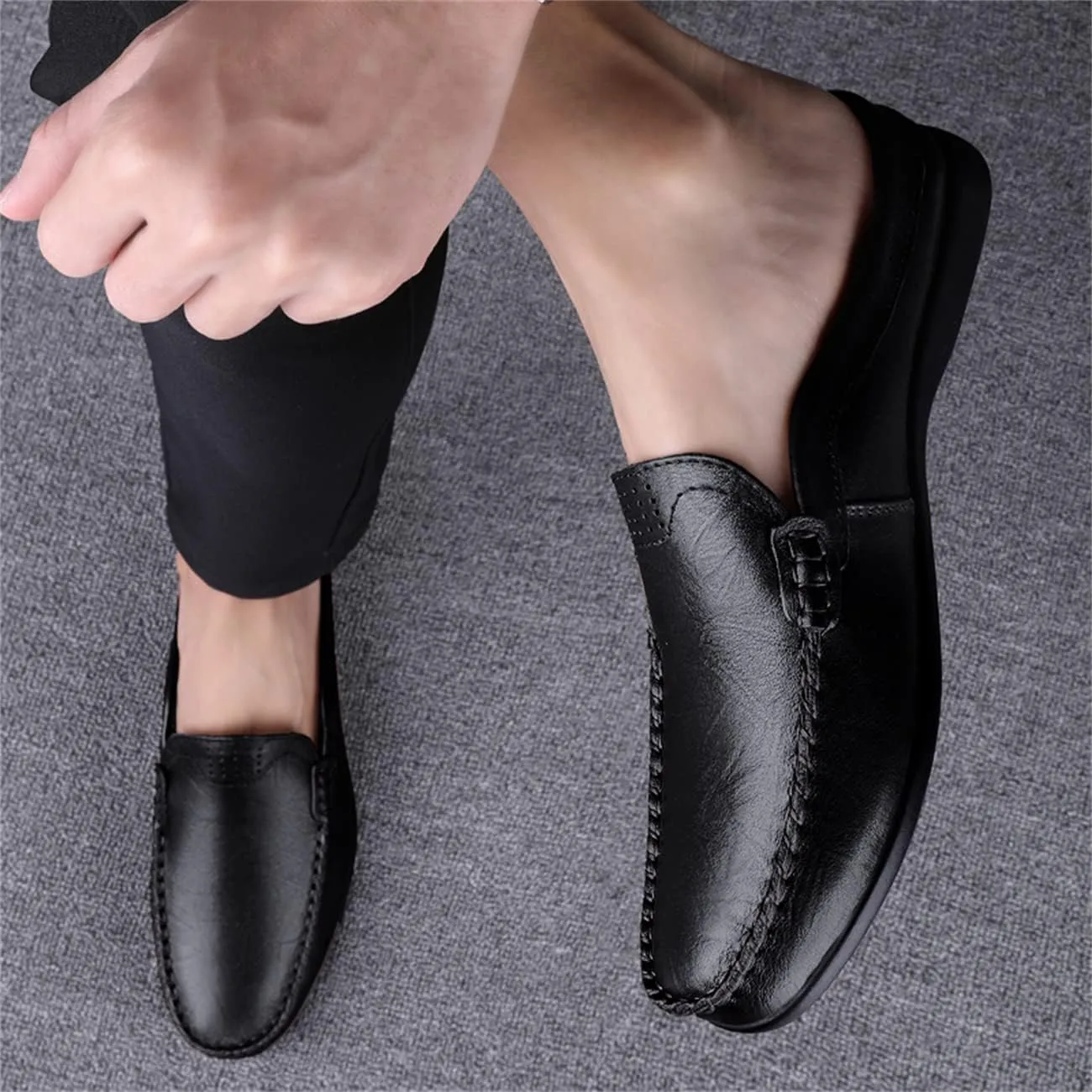 JOYVIP Mens Leater Mules Backless Slip on Walking Shoes Clog Slippers Casual Sandals