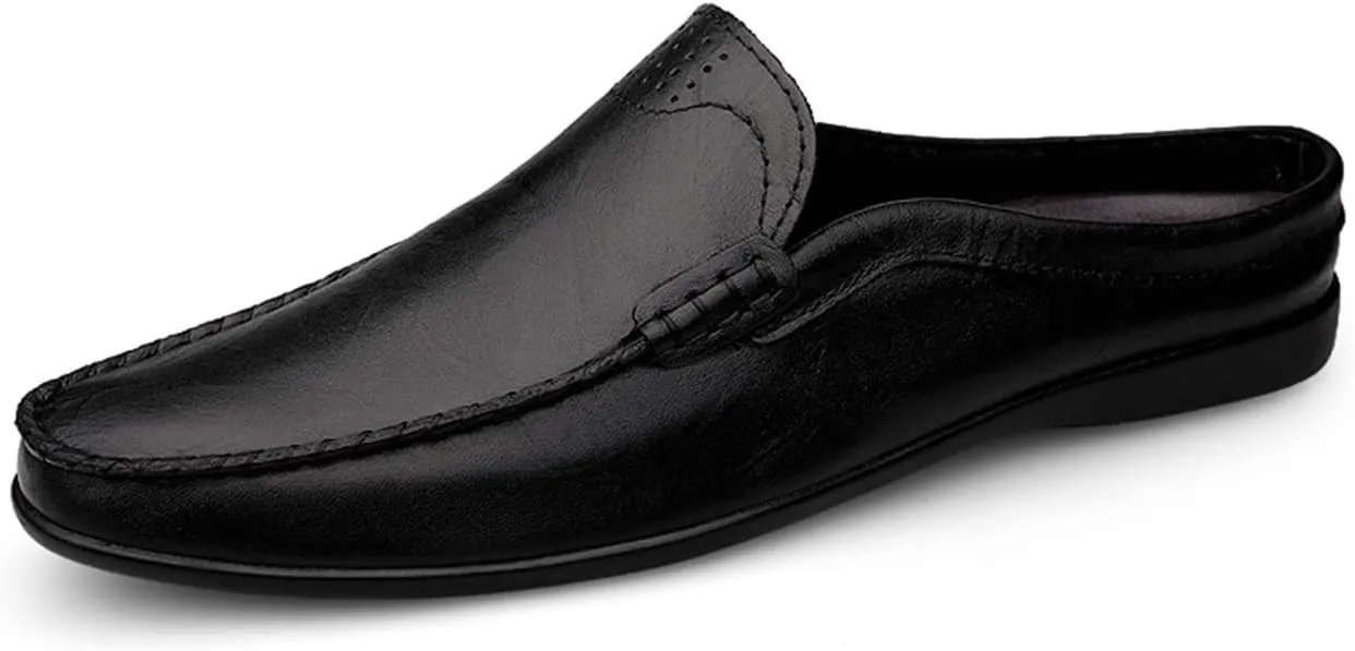 JOYVIP Mens Leater Mules Backless Slip on Walking Shoes Clog Slippers Casual Sandals